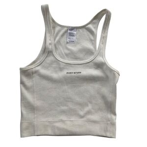 KVRT STVFF Chad Crop Top Sz S White  Ribbed Tank Queer Minimalist Streetwear